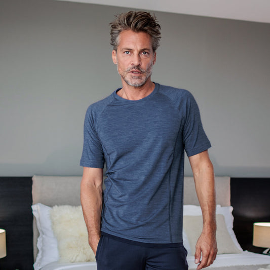 Merinowolle Schlafanzug || Blue Melange