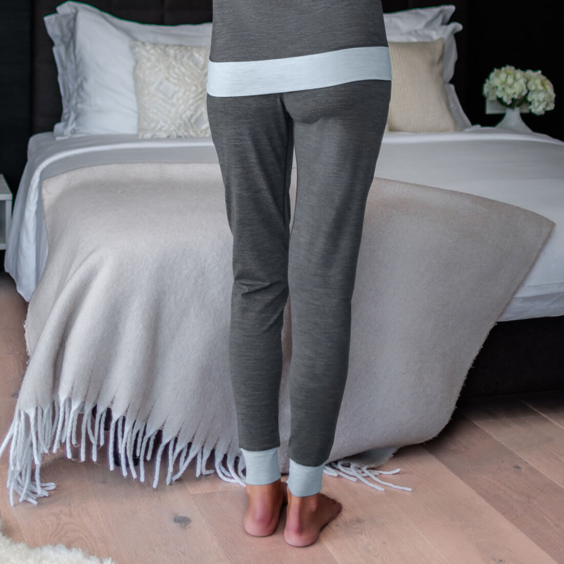 Merino Schlafanzug Damen Hose || Dark grey melange