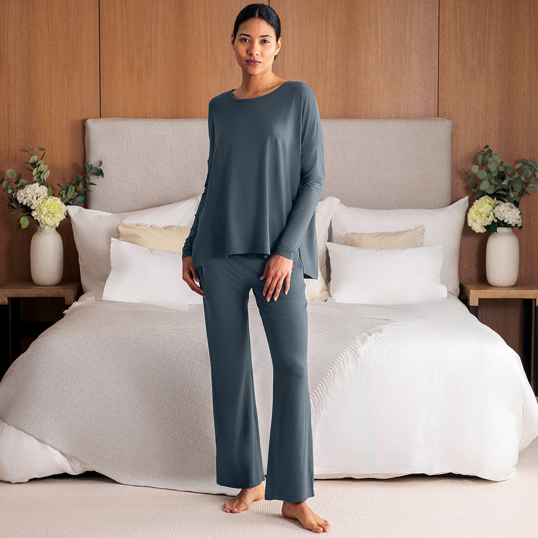 Atmungsaktives Pyjama-Top für Damen || Deep grey