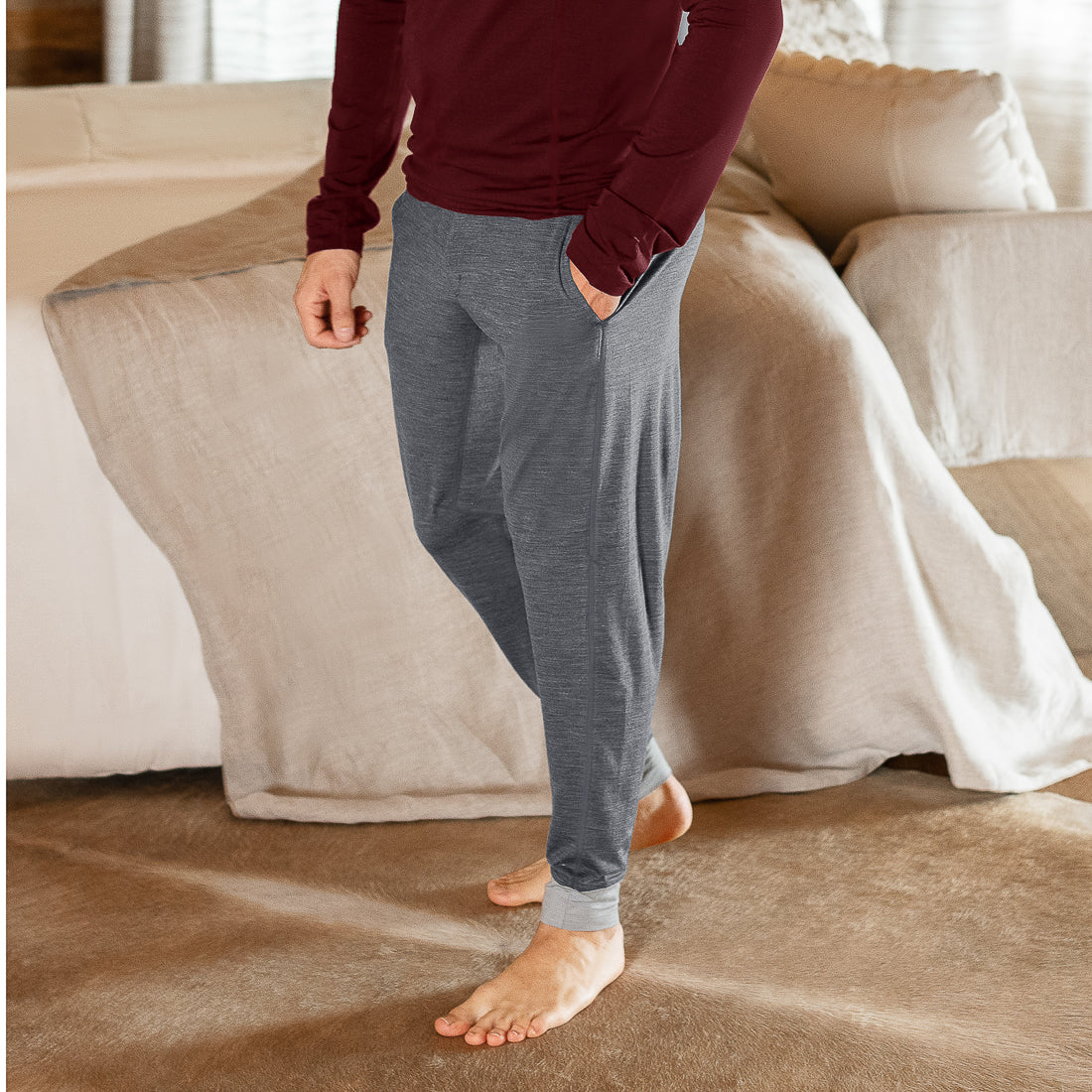 Merino Schlafanzug || Dark grey melange