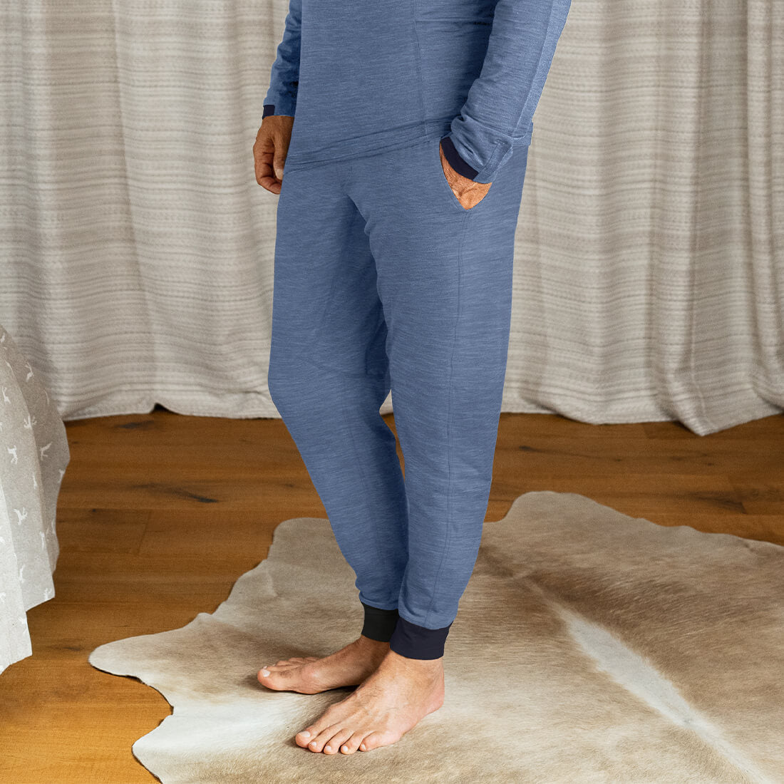 Merino Schlafanzug || Blue melange