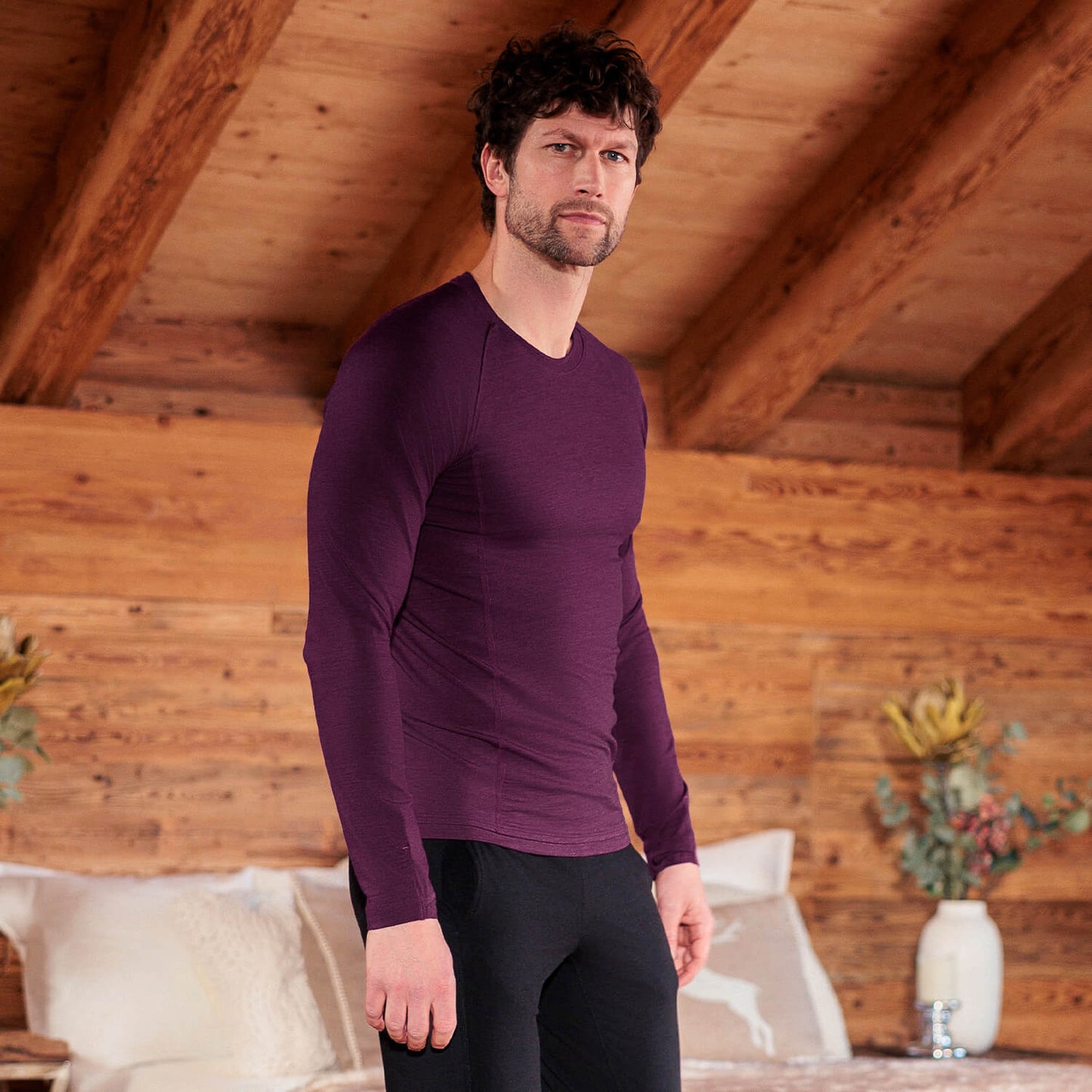Merino Schlafanzug Herren || VELVET BERRY
