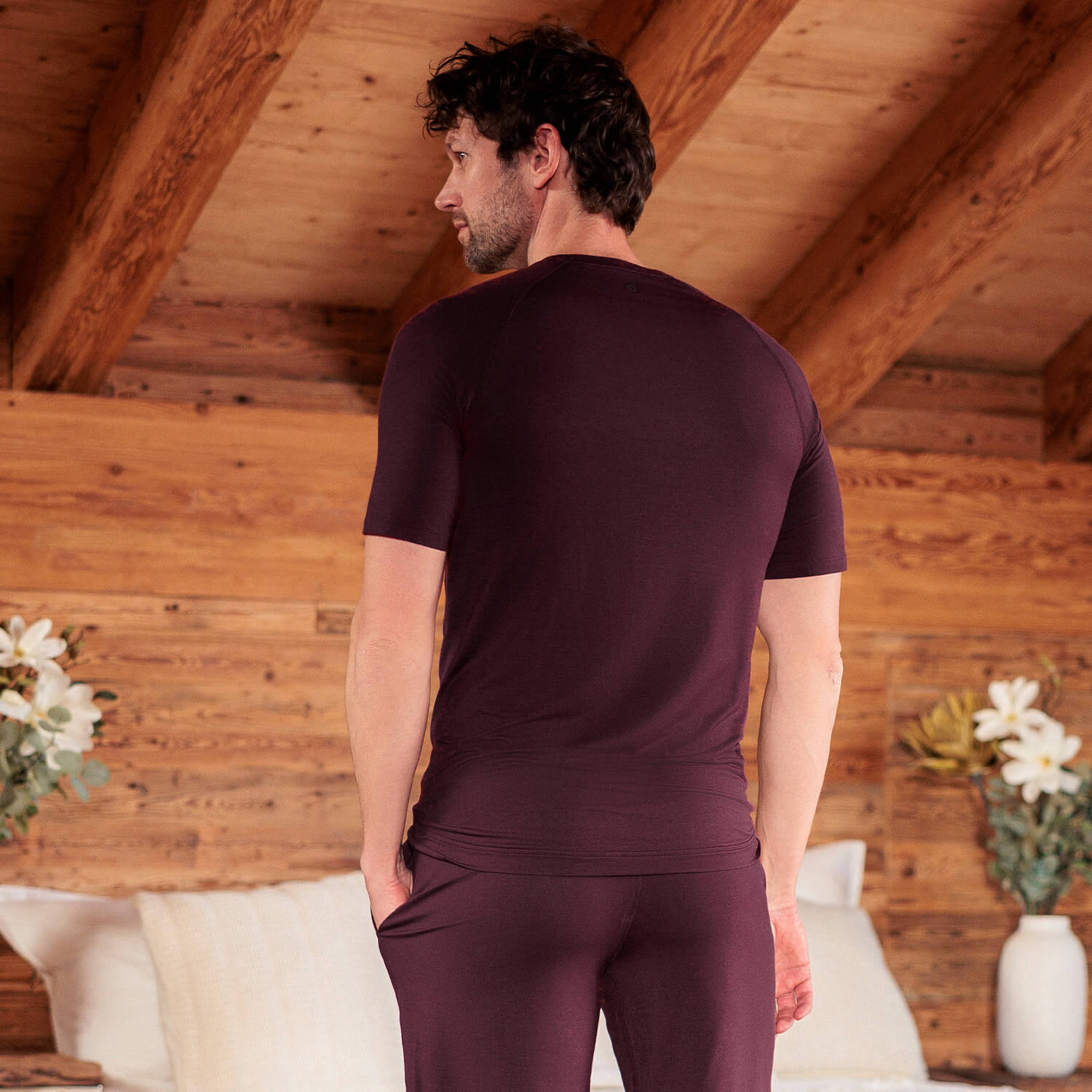 Schlaf T-shirt Herren || Mulberry