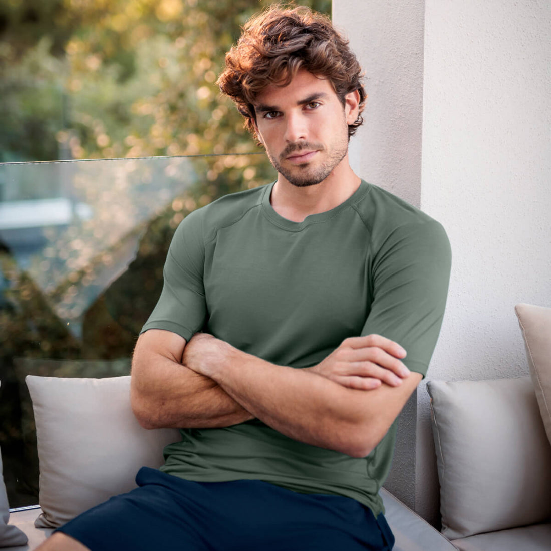 Schlaf T-shirt Herren || Balsam green