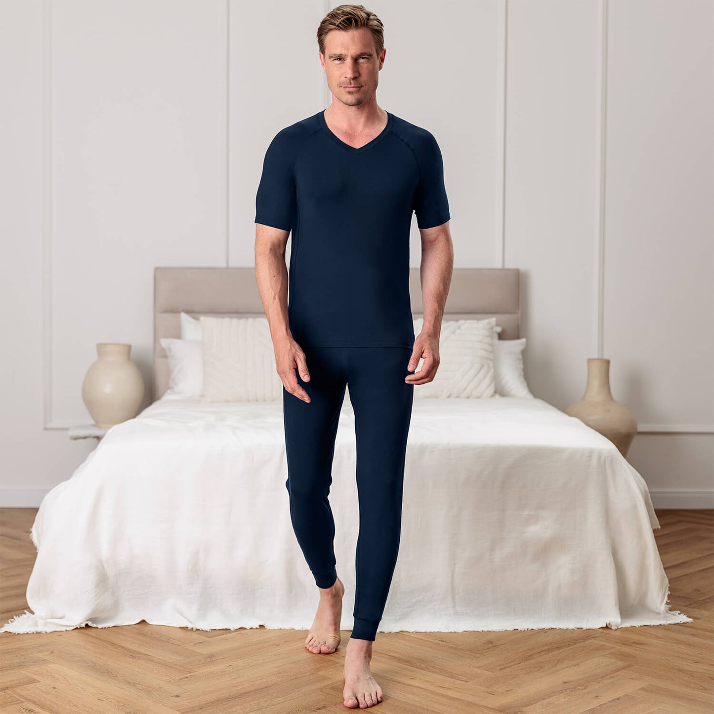 Atmungsaktives Pyjama-Top für Herren || Midnight blue