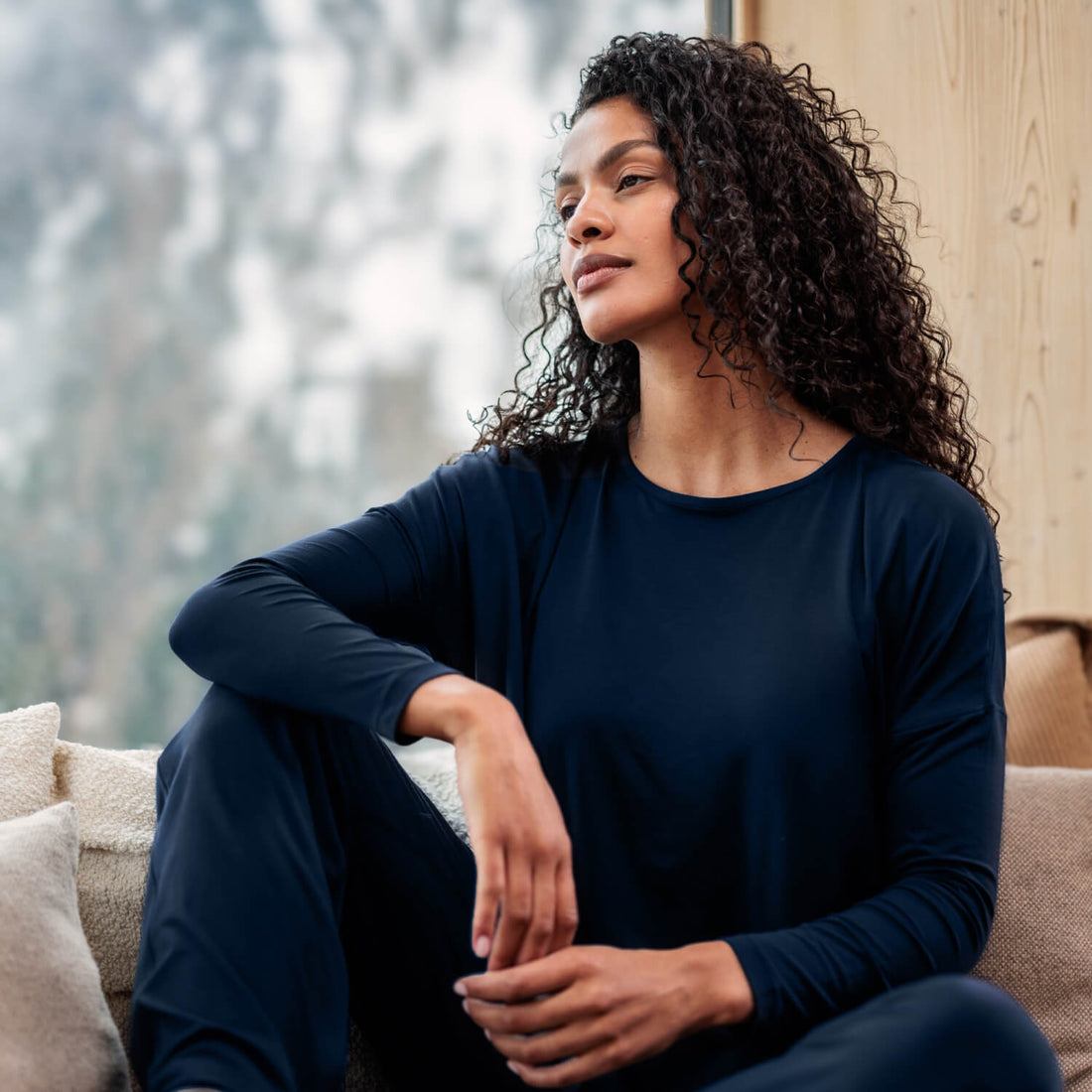 Atmungsaktives Pyjama-Top für Damen || Midnight blue