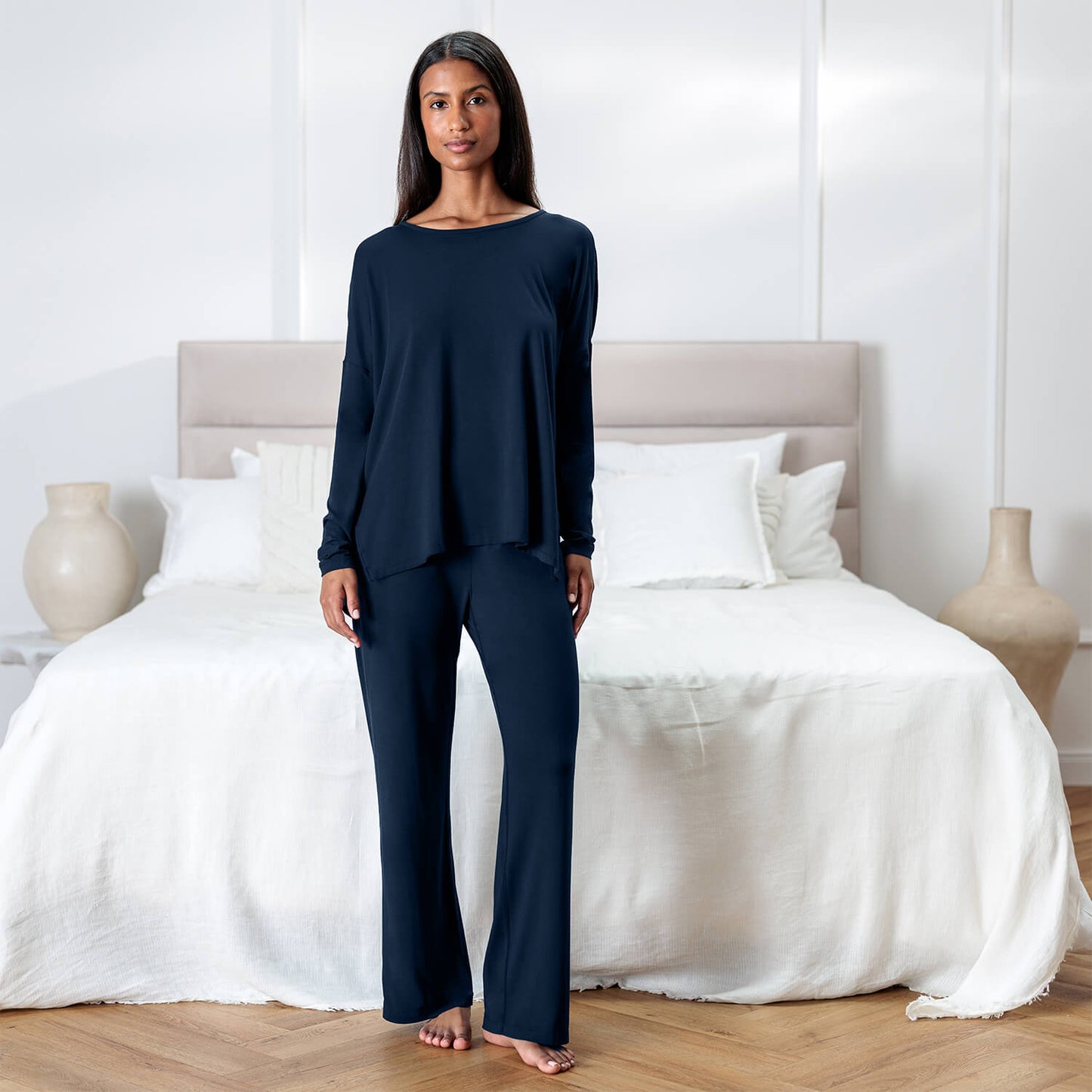Atmungsaktives Pyjama-Top für Damen || Midnight blue