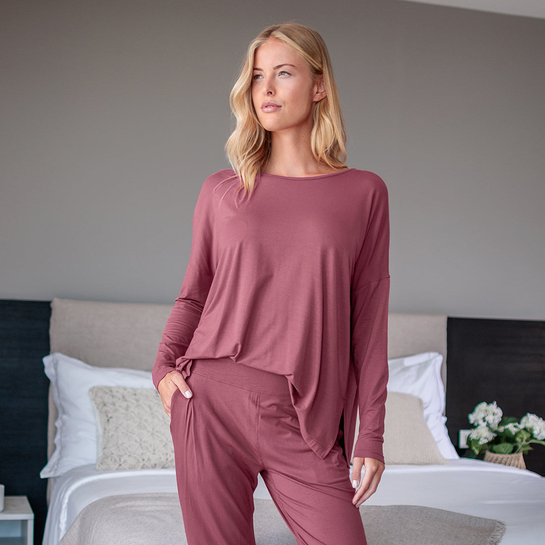 Langarmshirt Damen || Maroon