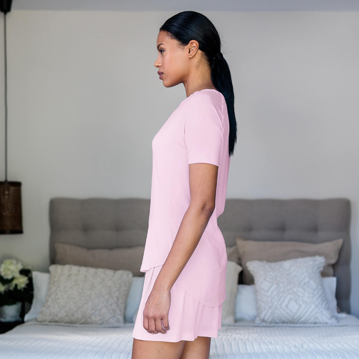 Schlaf T-shirt Damen || Pink blush