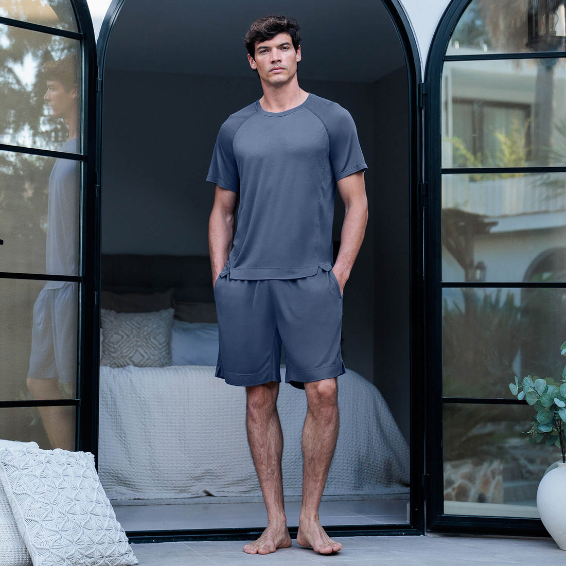 Kühlendes Schlafshorts Herren || Coastal blue