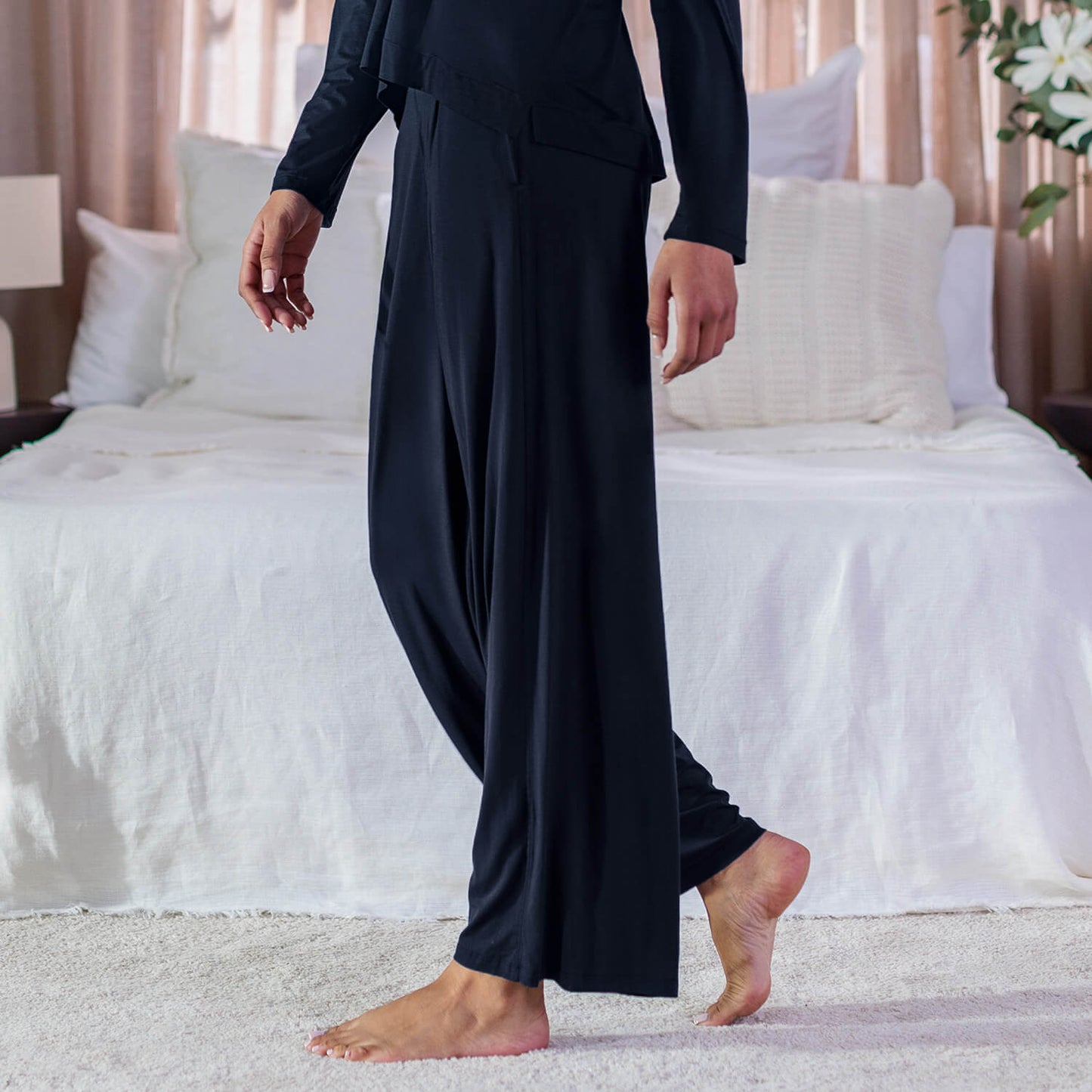 Kühlende Schlafanzug Hose Damen || Navy blue