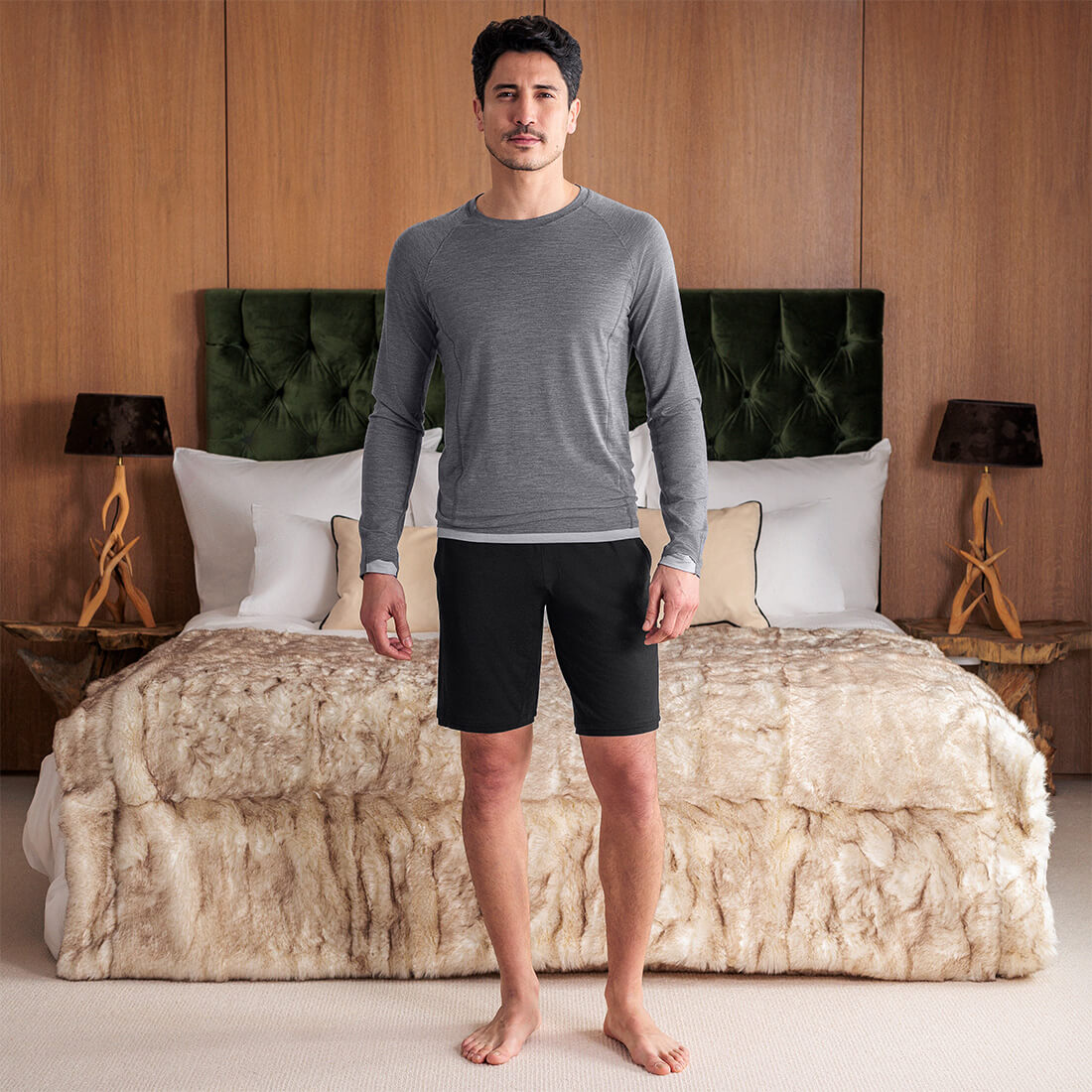 Merino Pyjamas Herren || Dark grey melange