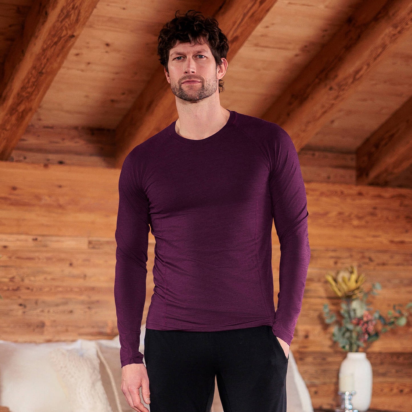 Merino Pyjamas Herren || Velvet berry