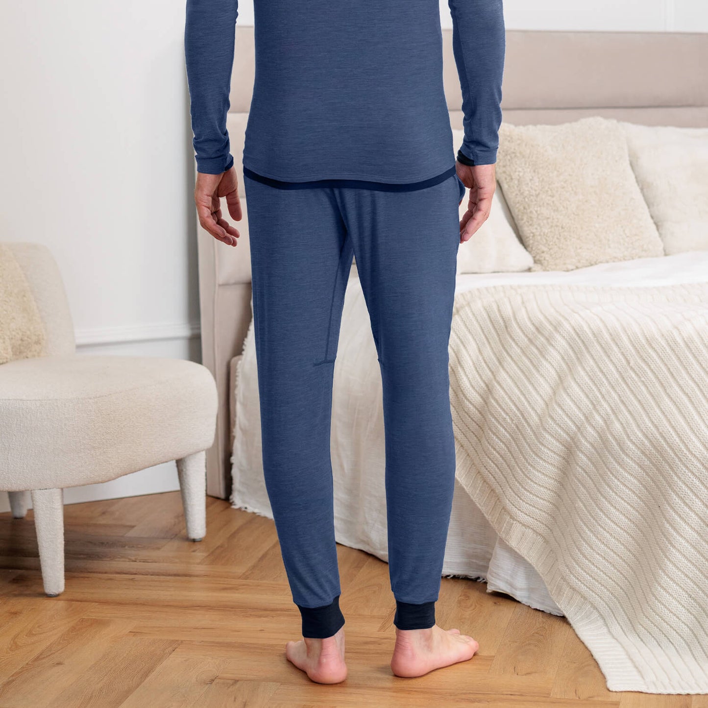 Merino Schlafanzug || Blue melange