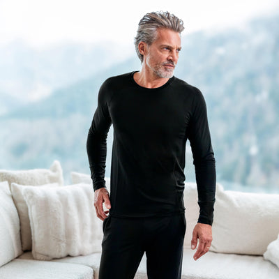Merino Schlafanzug Herren || Black
