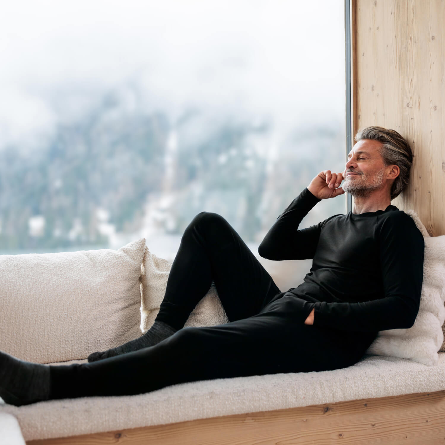 Merino Schlafanzug Herren || Black