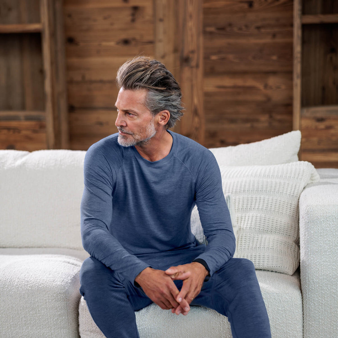 Merino Pyjamas Herren || Blue melange