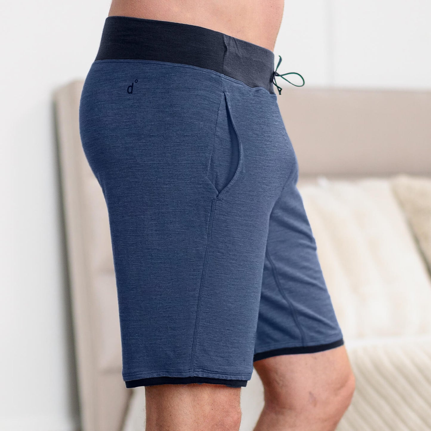 Merinowolle Schlafanzug Shorts Herren || Blue melange