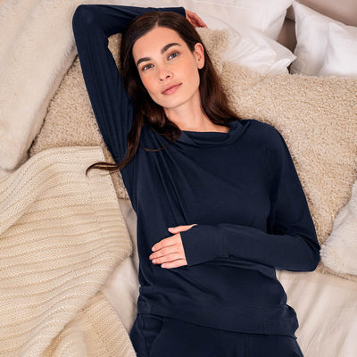 Merino Pyjamas Damen || Winter night melange