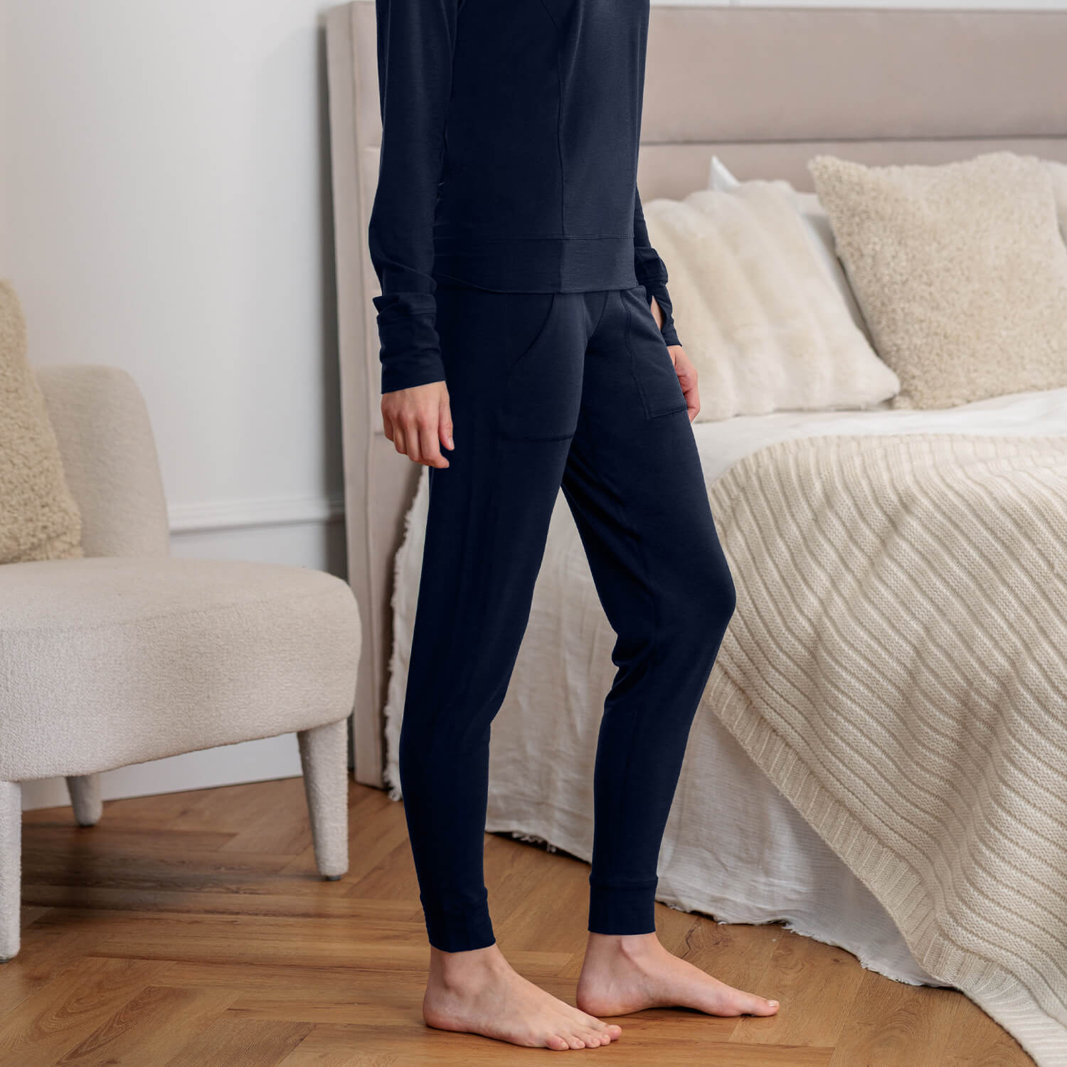 Merino Schlafanzug Damen Hose || Winter night melange