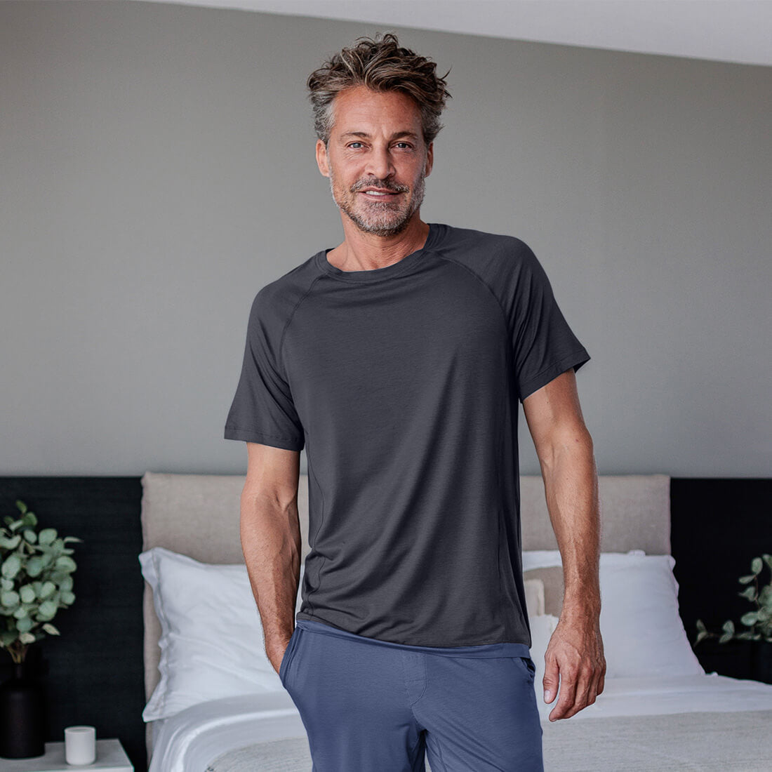 Sommer Pyjama Herren || Cool grey