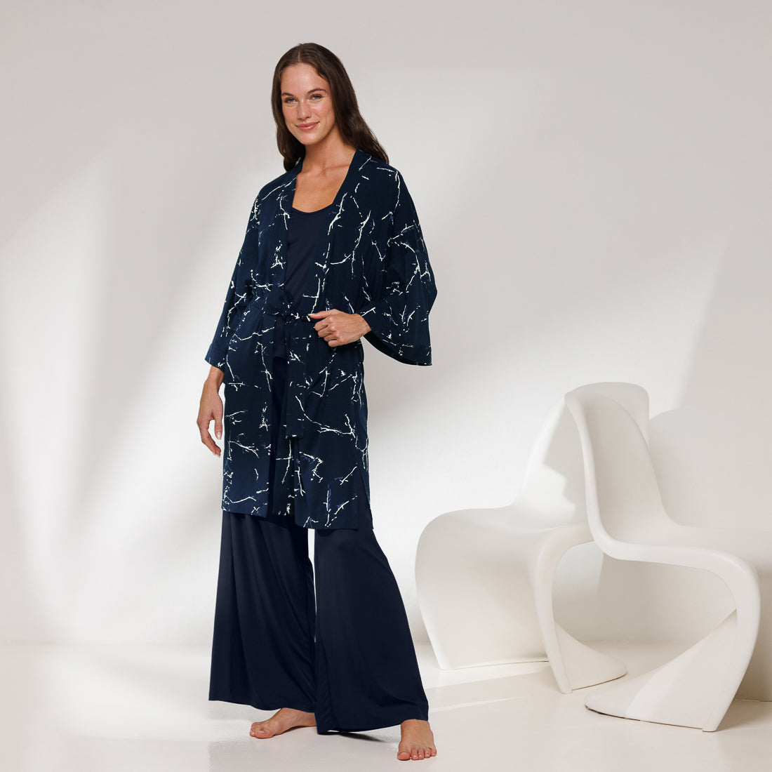 Kühlende Wäsche Kimono || Blue marble