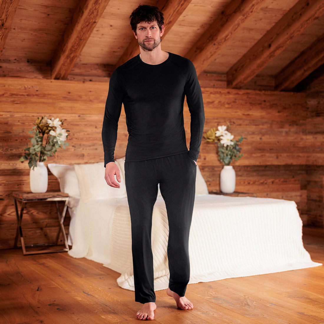 Bequeme Pyjamahose Herren || Black
