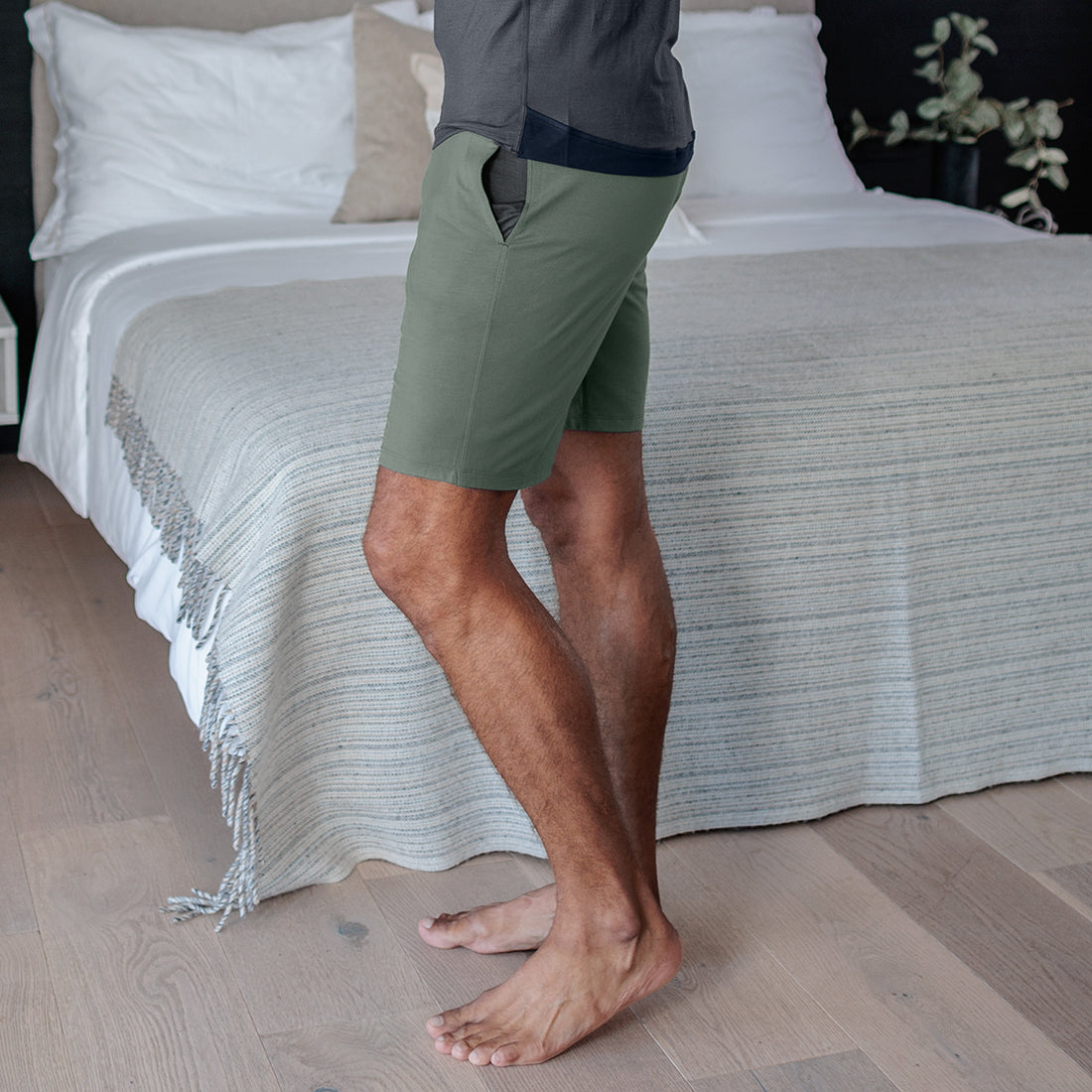 Pyjamas Shorts Herren || Balsam green