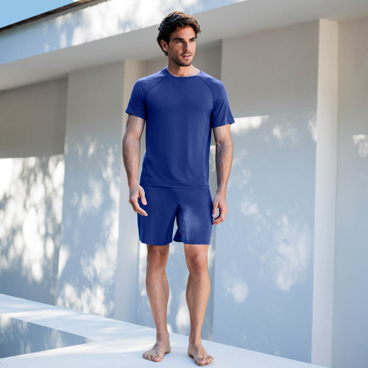 Sommer Pyjama herren || Azure blue