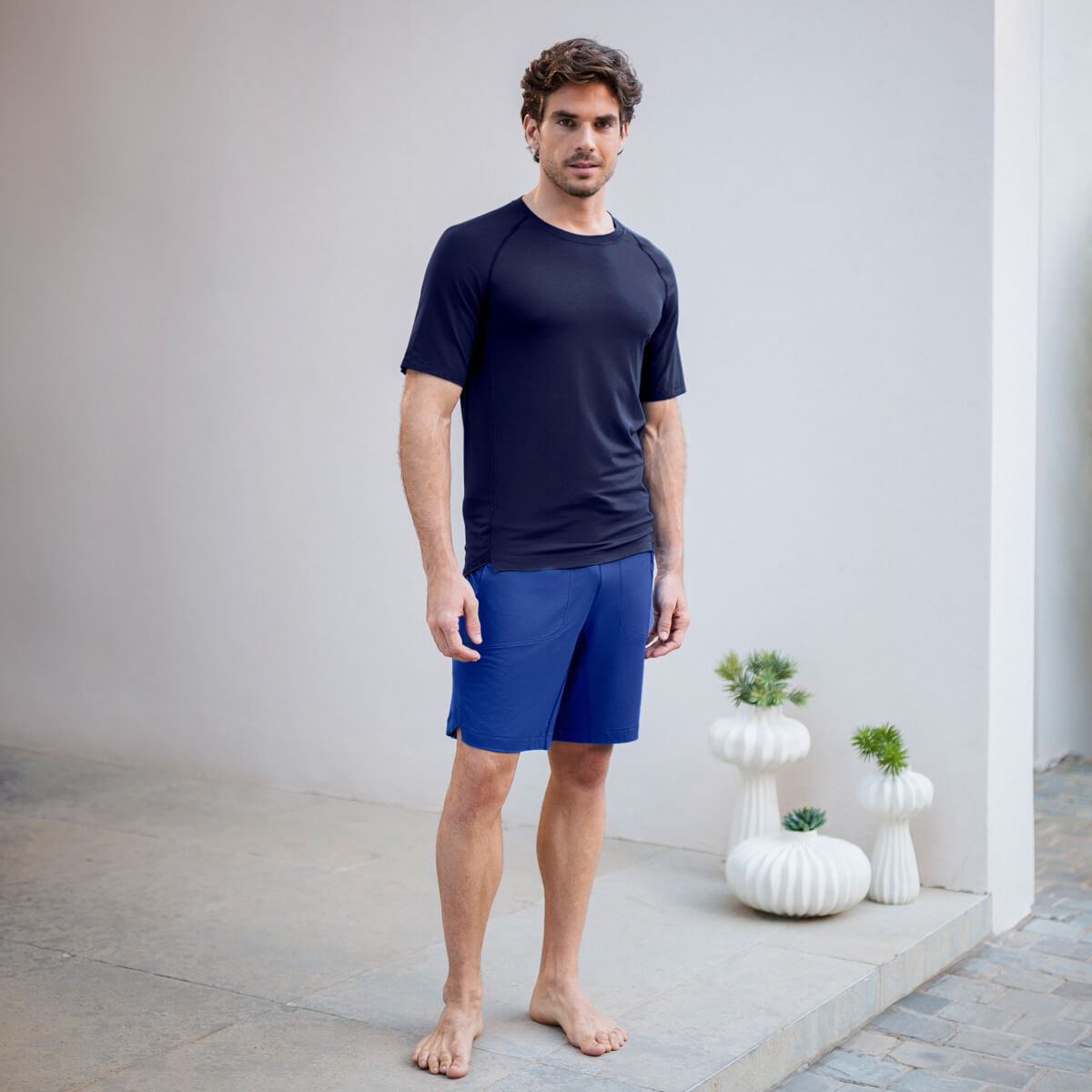 Smartes Pyjama Shorts || Azure blue