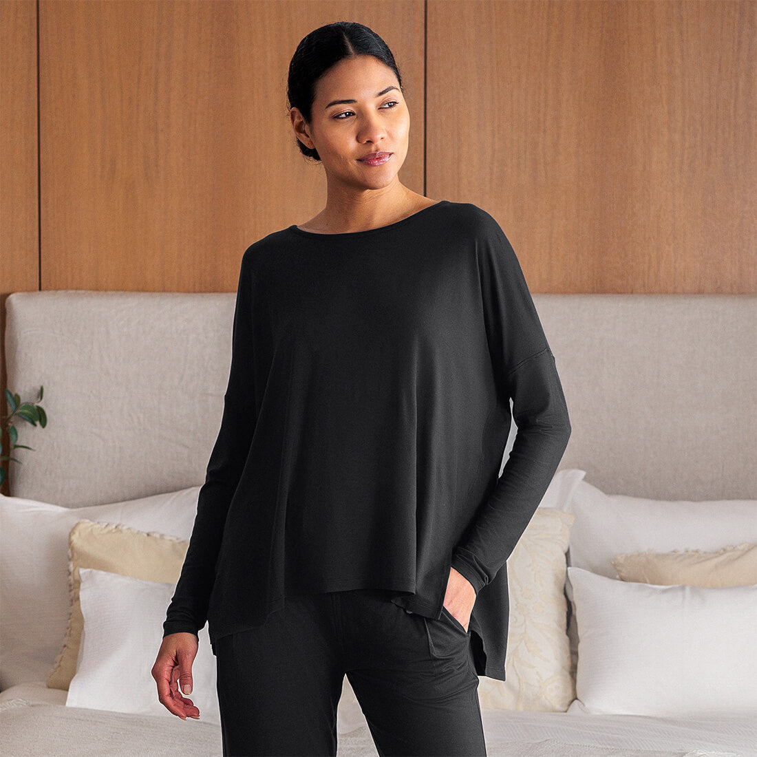 Atmungsaktives Pyjama-Top für Damen || Black