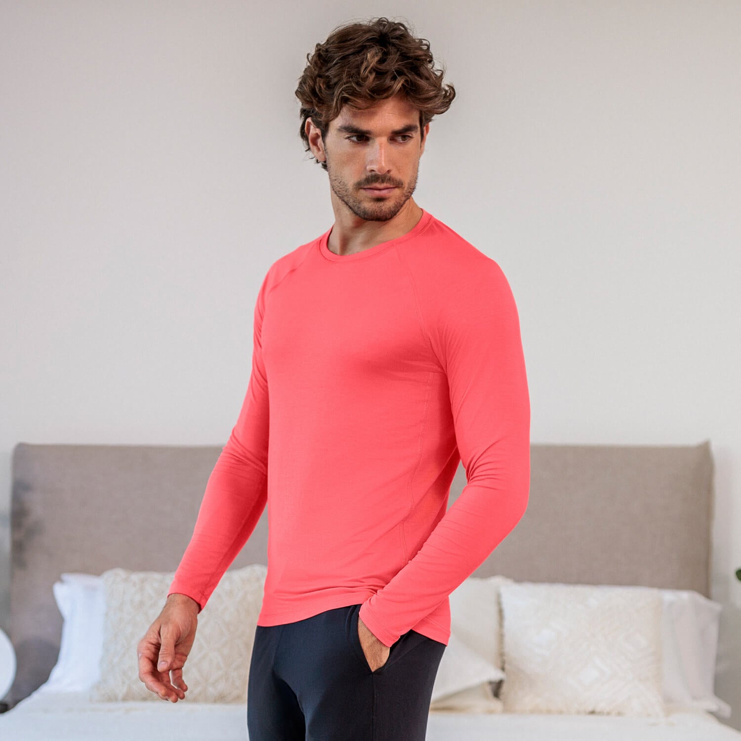 Langarmshirt Herren || Coral blaze