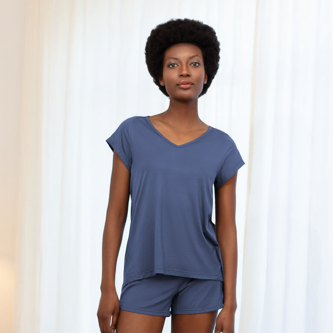 Sommer Pyjama Damen || Coastal blue