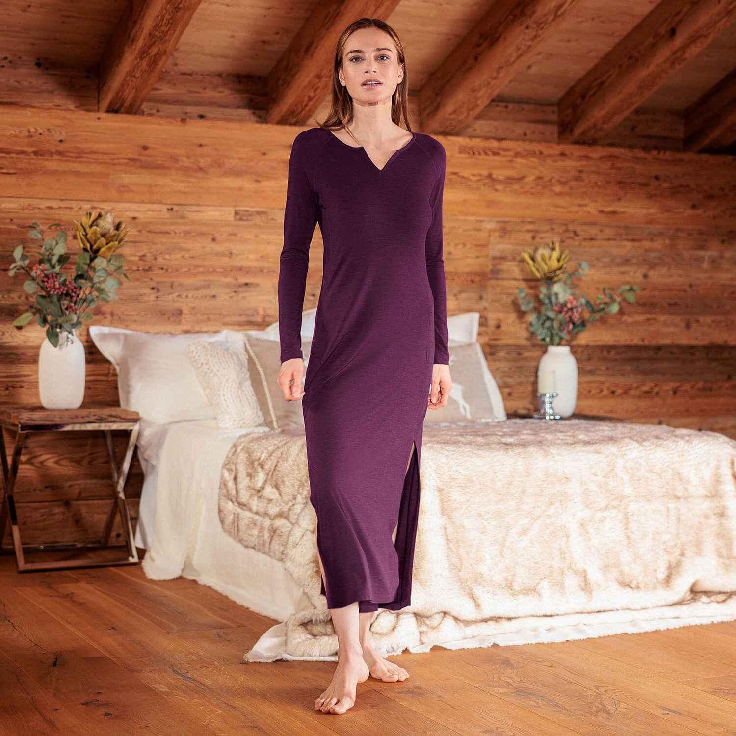 Nachthemd Merinowolle Damen || VELVET BERRY