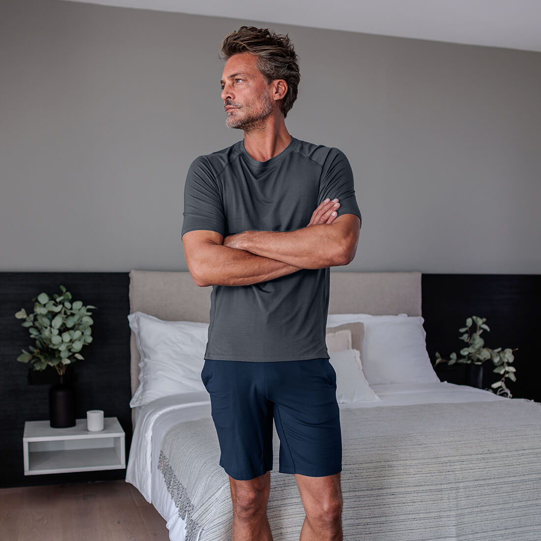 Schlaf T-shirt Herren || Deep grey