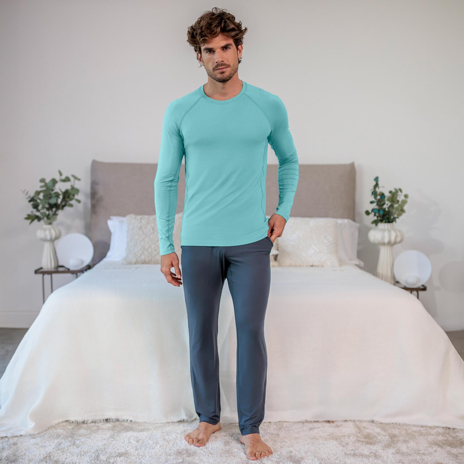 Langarmshirt Herren || Mineral green