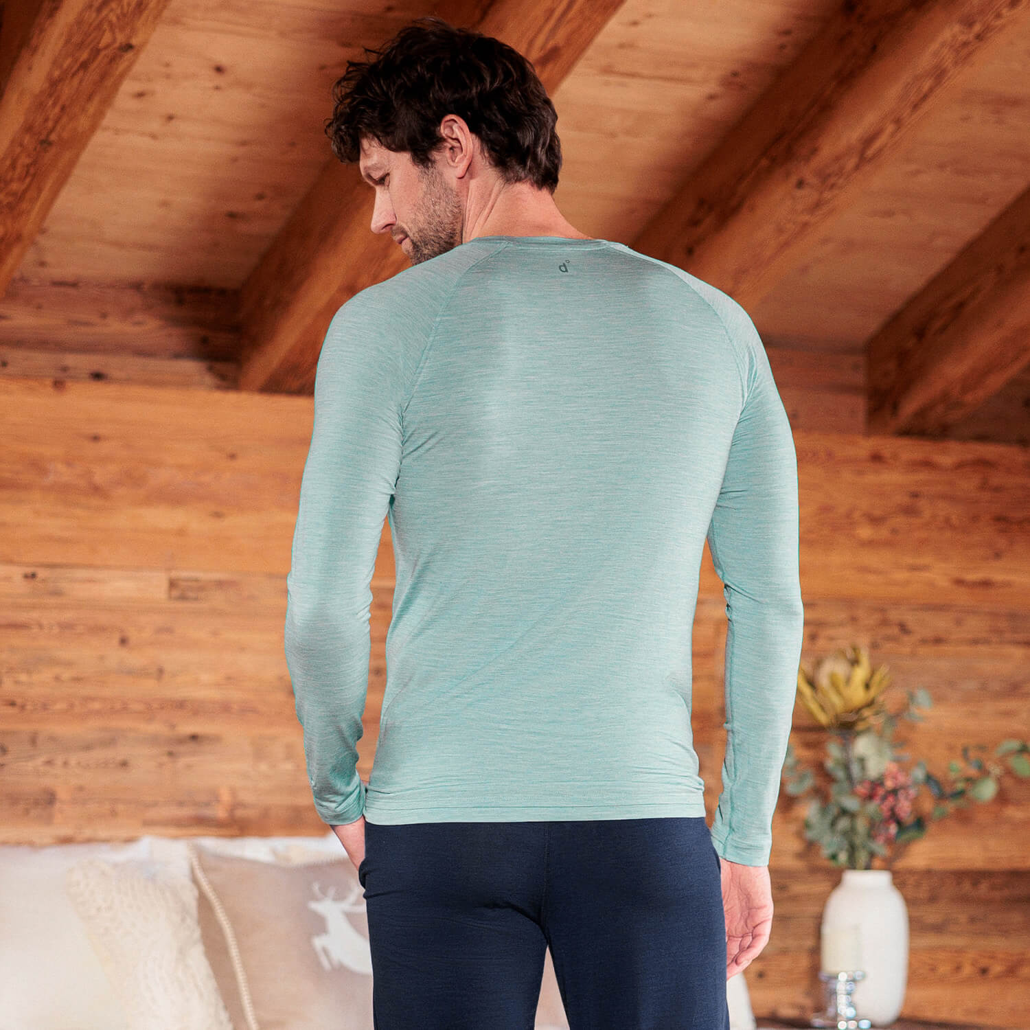 Merino Schlafanzug Herren || Sage Mist Melange