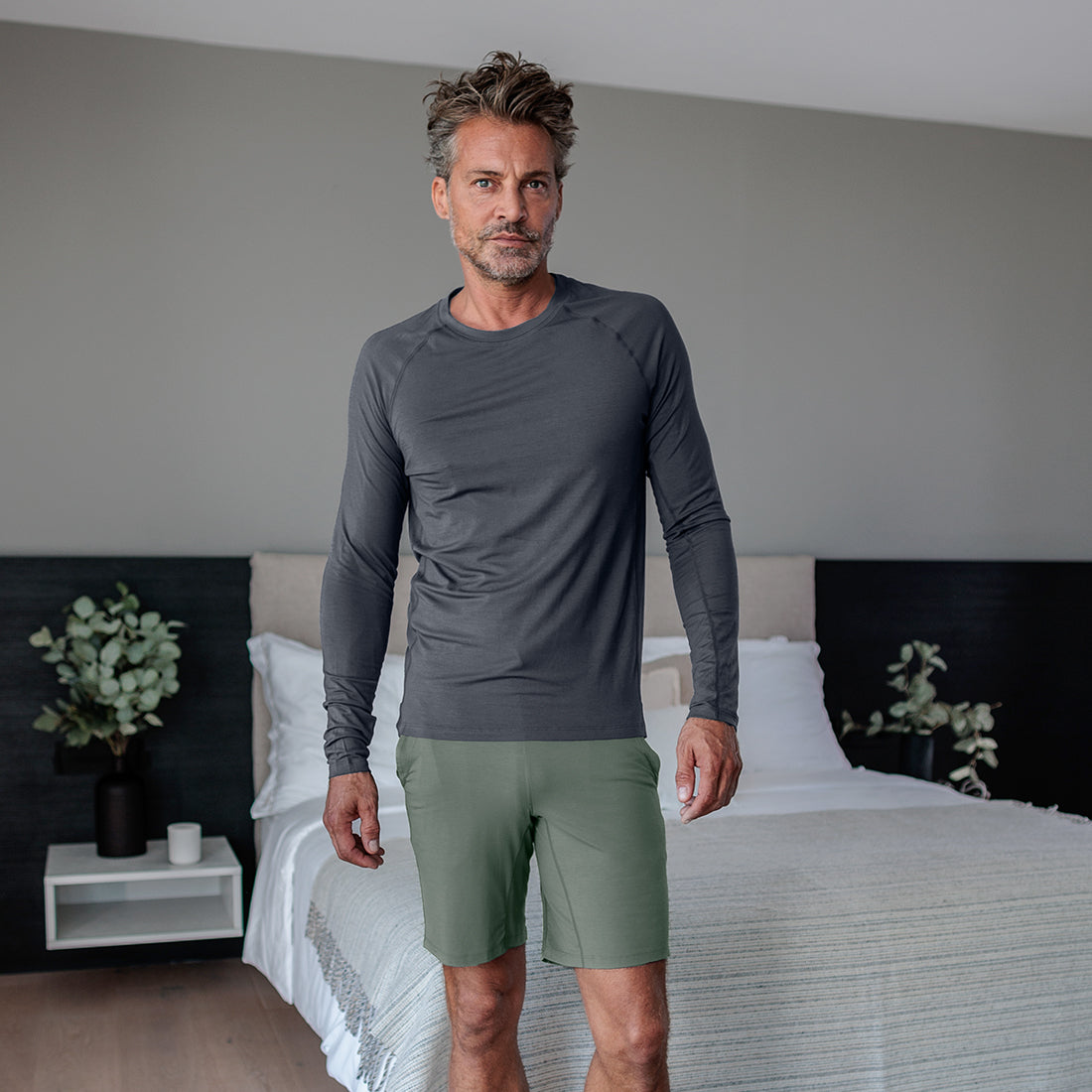 Pyjamas Shorts Herren || Balsam green