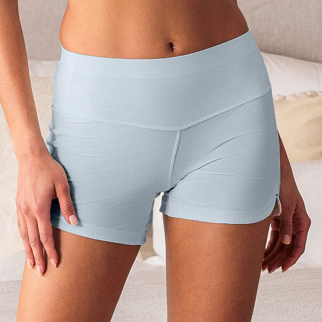 Schlaf Shorts Damen || Ice blue