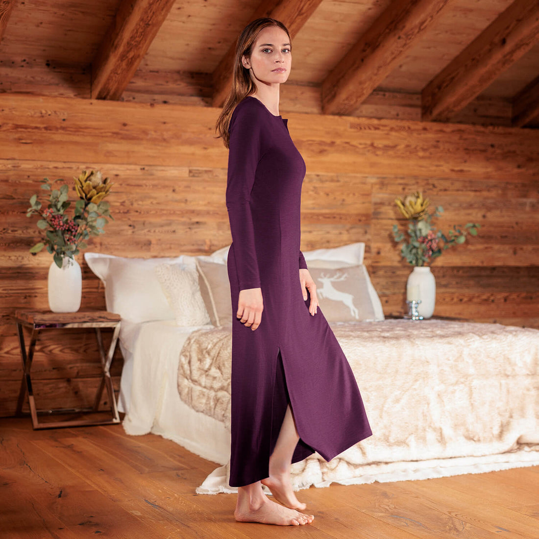 Nachthemd Merinowolle Damen || VELVET BERRY