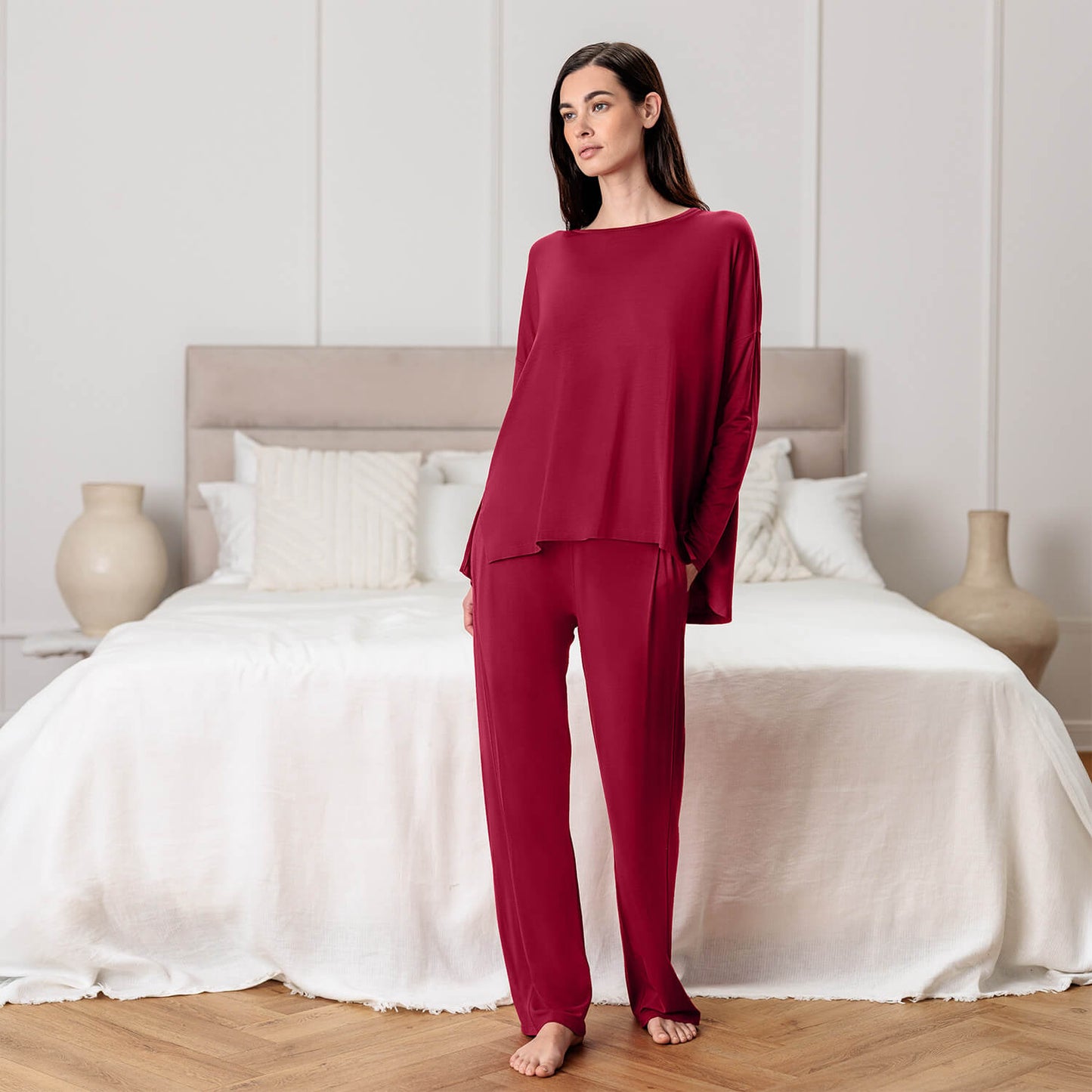 Lockere Schlafhose Damen || Ruby Plum