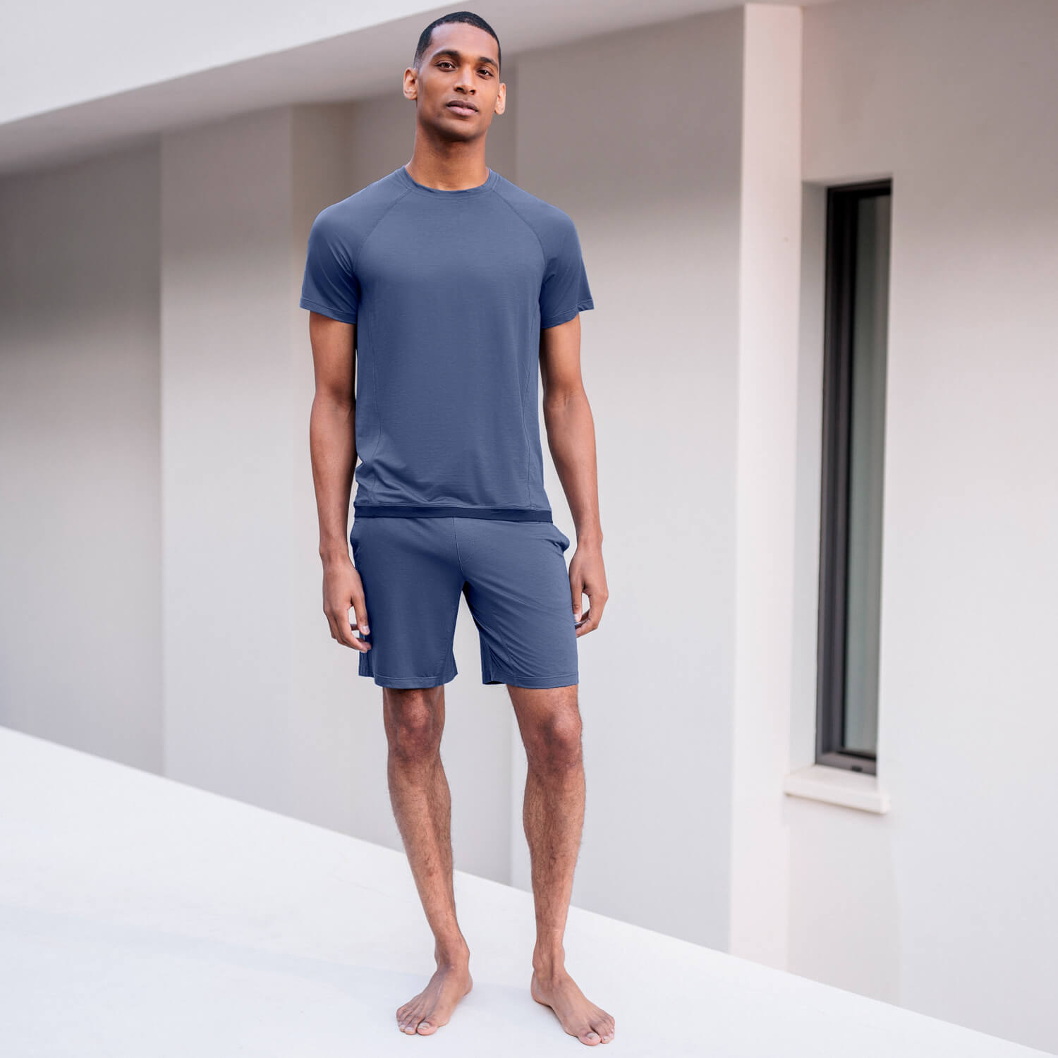 Sommer Pyjama Herren || Coastal blue