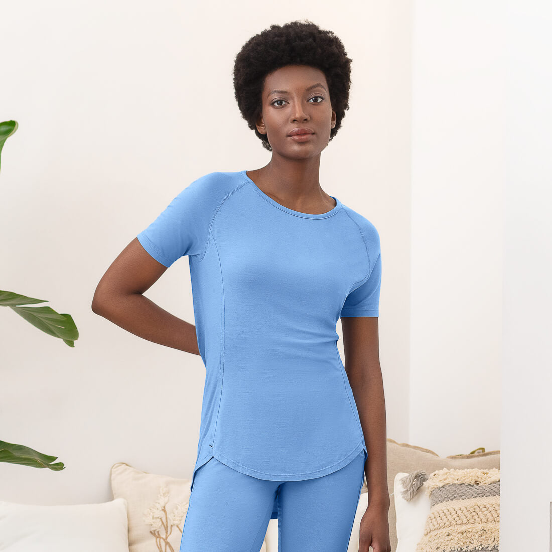 Schlaf T-shirt Damen || Serene blue