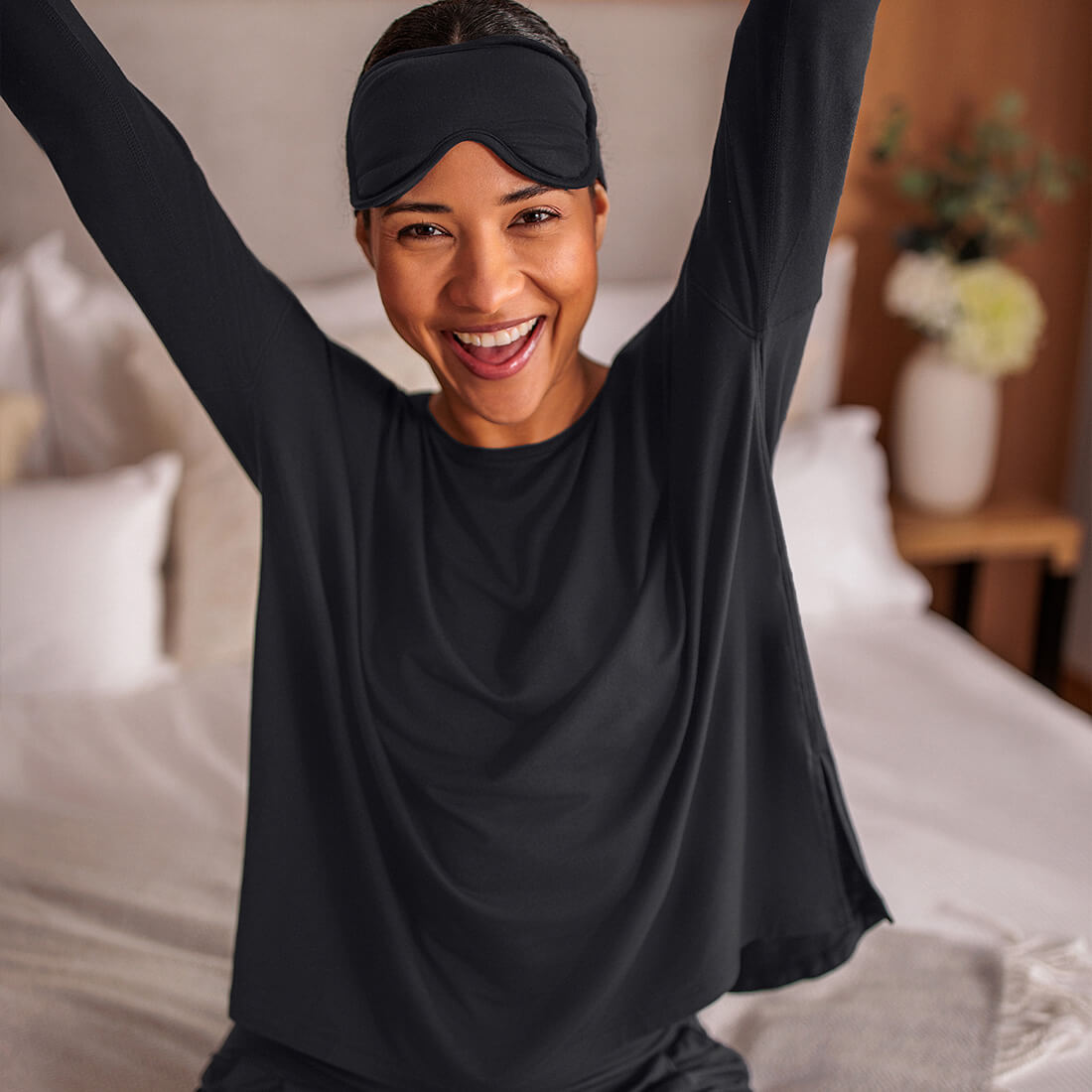 Atmungsaktives Pyjama-Top für Damen || Black