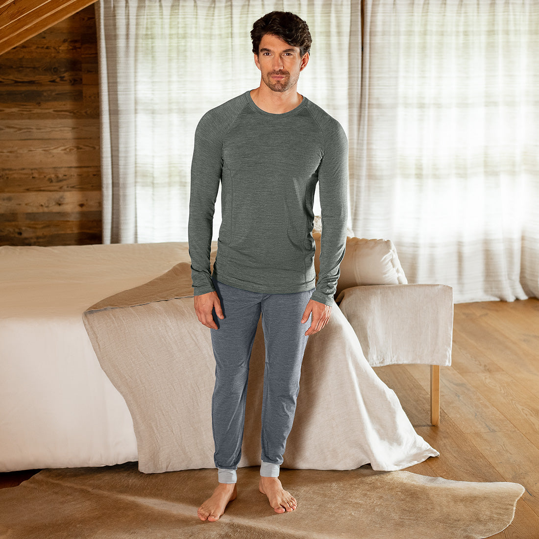 Geschenkset Pyjamas Herren || Eucalyptus melange/Dark grey melange