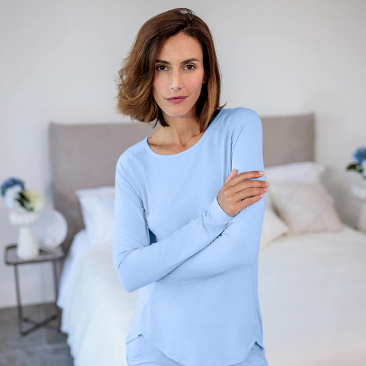 Langarmshirt Damen || Pale blue