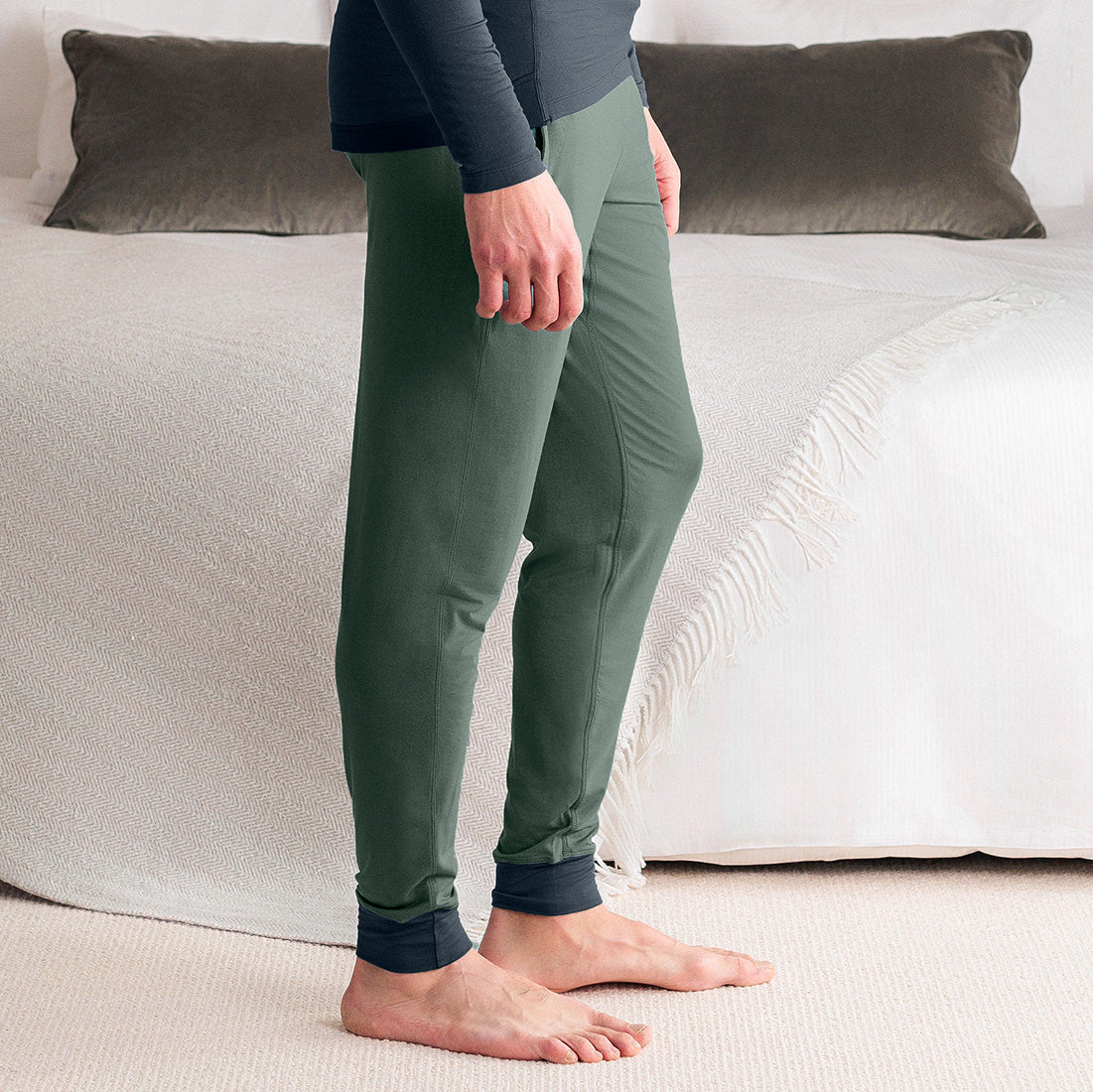 Pyjama Hose Herren || Balsam green