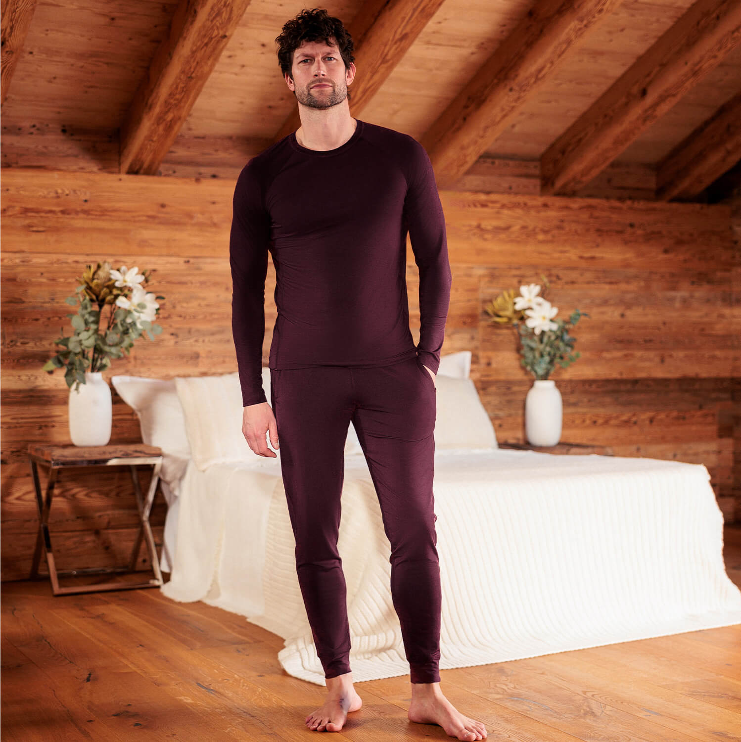 Schlaf Langarm-Shirt Herren|| Mulberry