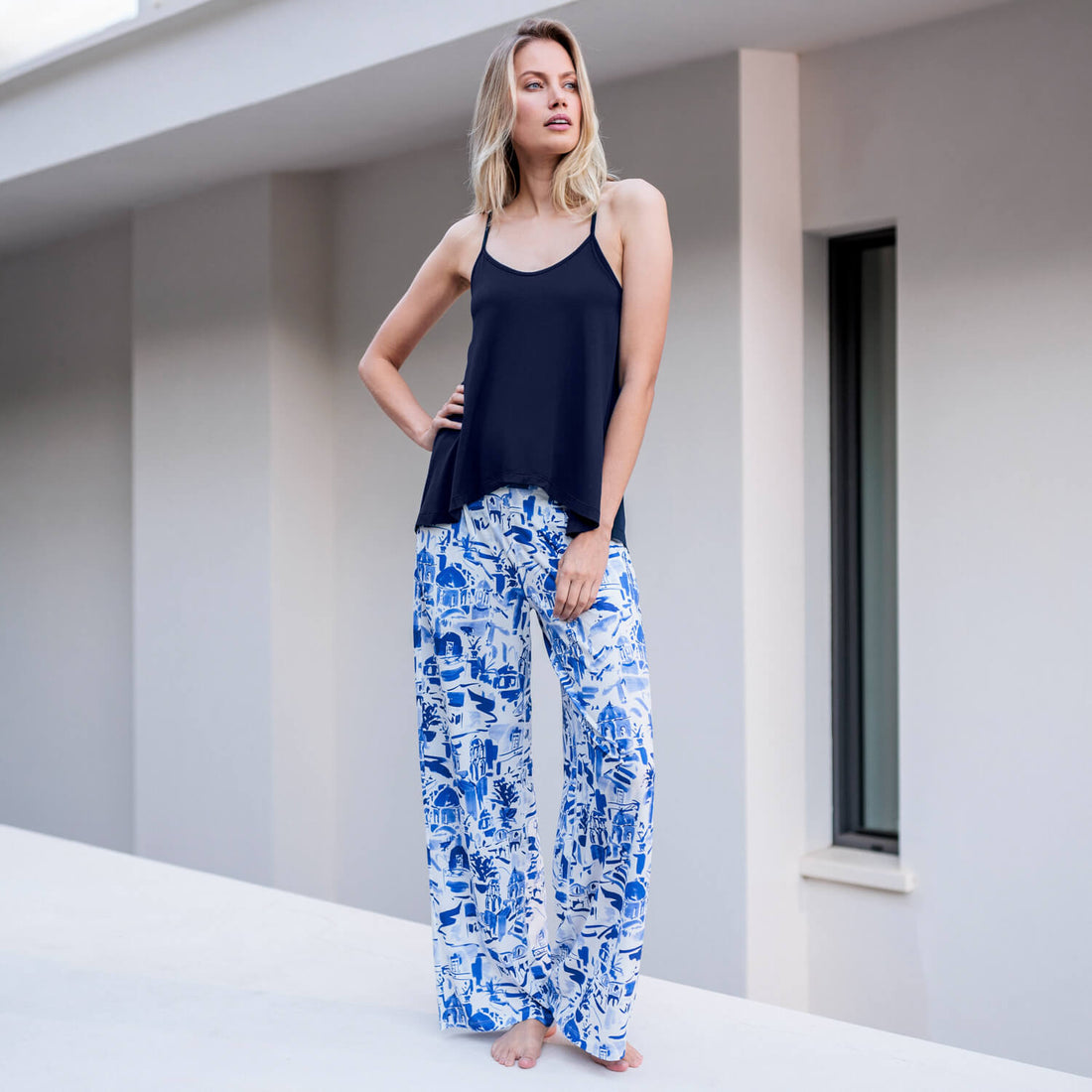 Kühlendes Pyjama Hose Damen || Santorini