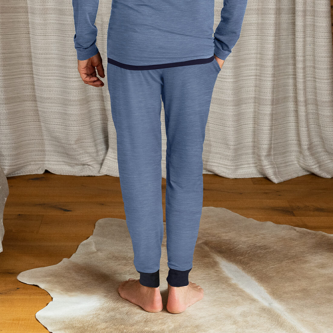 Merino Schlafanzug || Blue melange